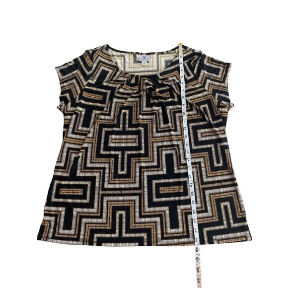 Worthington Womens Geometric Pattern Top Scoop Neck Blouse Size 1X - Picture 4 of 9